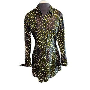 Vintage Rare Silk Black Gold Polka  agnes b. Tunic Blouse Dress Size 2 France